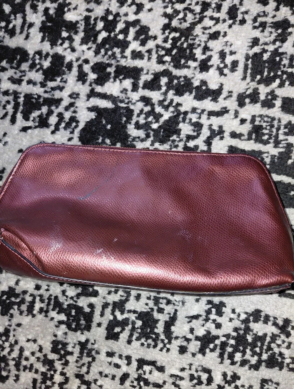 Coach Metallic Plum Cherry Leather Cosmetic Case 17 Makeup Pouch F53387 CC